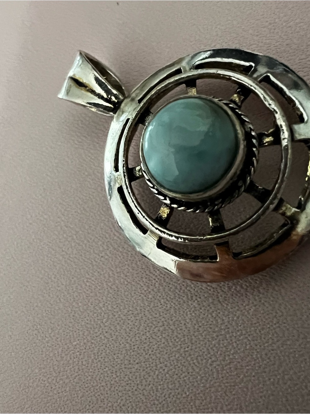 Silver Pendant Necklace with Larimar Stone. stamped 925. - Picture 3 of 7